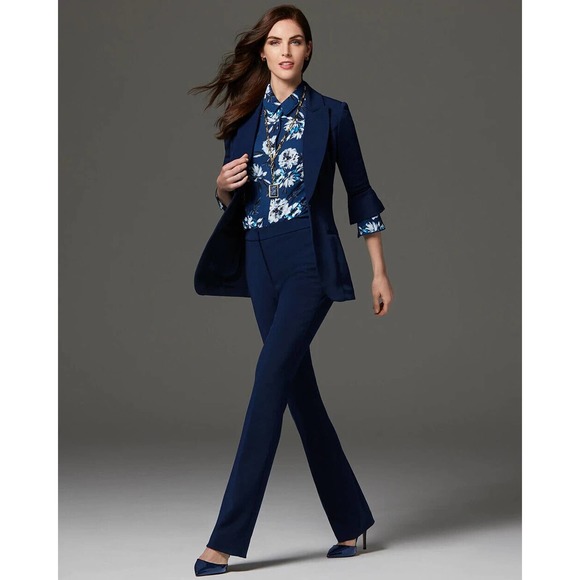 White House Black Market Essential The Slim Pants Navy Blue Women's 12 H13943 - Picture 12 of 12